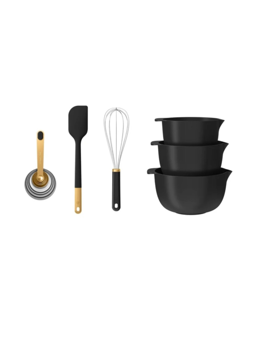 NEW Beautiful by Drew Barrymore 14-Piece Kitchen Mix & Measure Set, Black/Gold